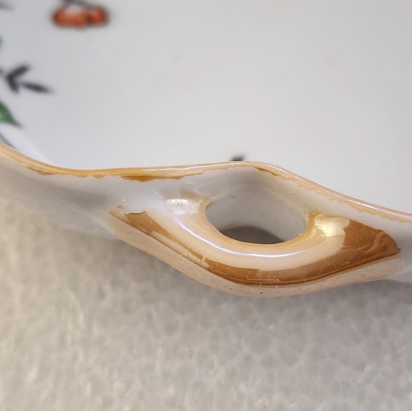 Vtg Peach Lusterware Hand Painted Floral Bowl - Picture 12 of 16